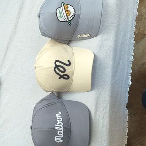 Malbon Golf Hat Bundle (2 Grey and 1 Tan)